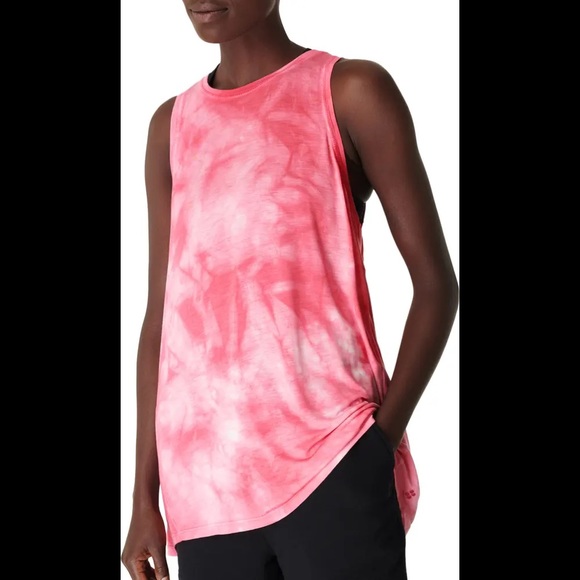 Sweaty Betty Easy Peazy Tank Top in Pink w/ White Placement Tie Dye - Sz. XS - Picture 5 of 6